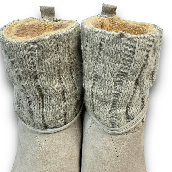 TOMS Nepal Womens Suede Boots Cable Knit Shaft Faux Shearling Lining Gray Size 7 - Picture 3 of 9